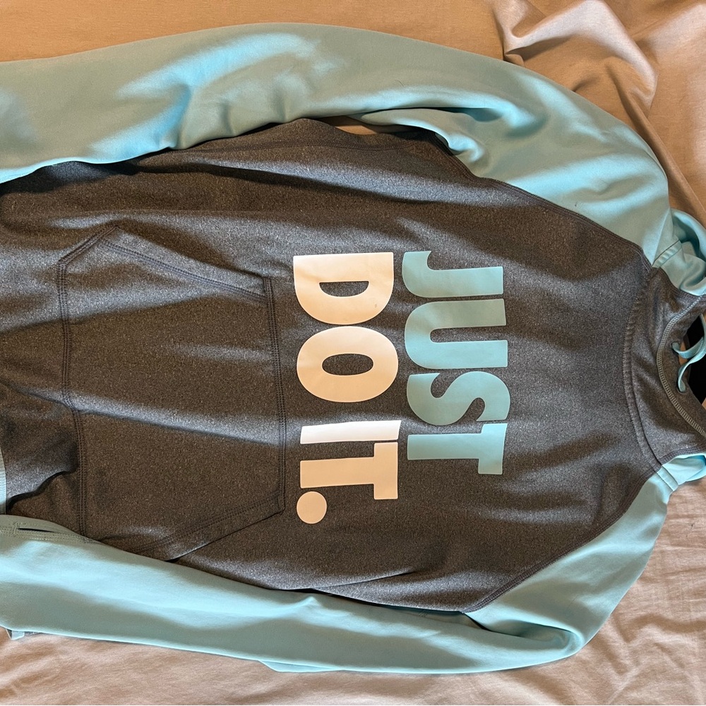 Nike Gray and Blue Hoodie